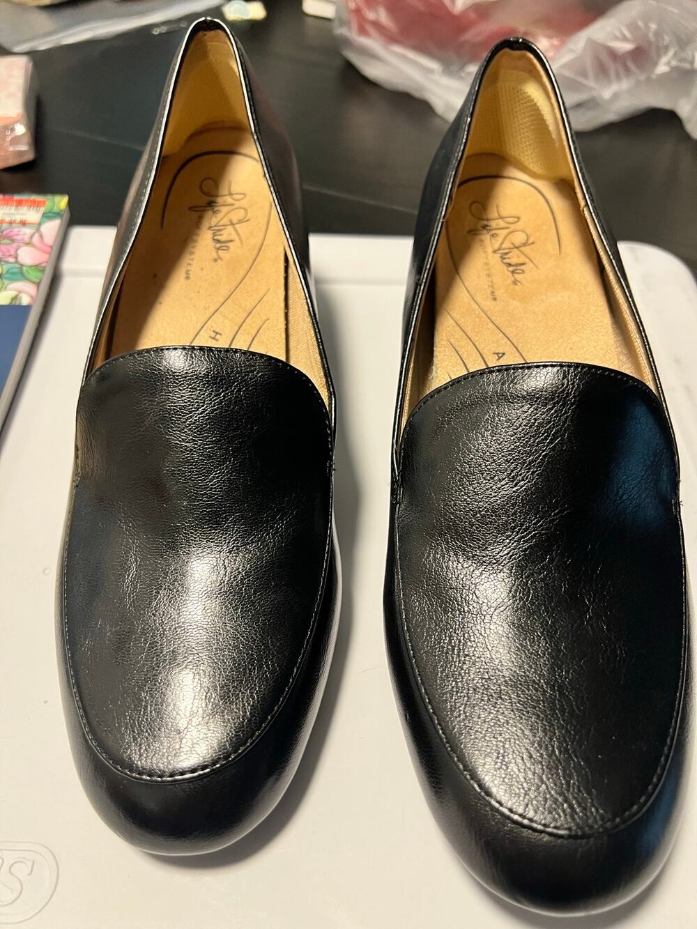 LifeStride Trixxie Black Loafer Pumps Block Heel Slip On Work Shoes Sz 10 EUC